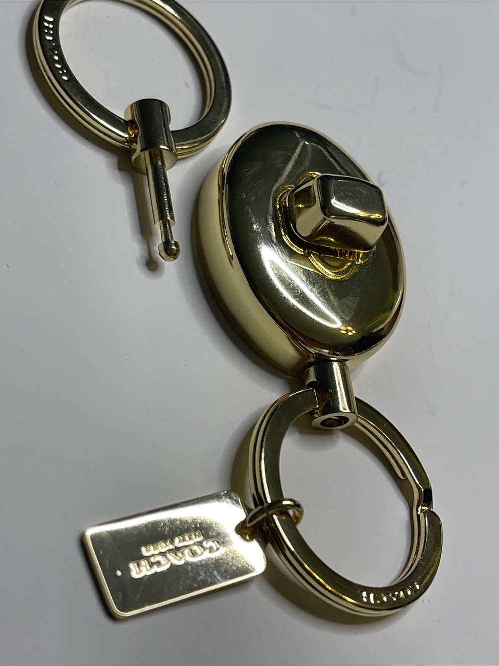 Coach Gold-Tone Valet Keyring with Coach Tag - Picture 4 of 4